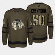 Camiseta Hockey Chicago Blackhawks 50 Corey Crawford Verde Salute To Service