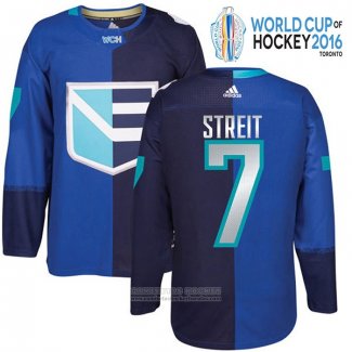 Camiseta Hockey Europa Mark Streit 7 Premier World Cup 2016 Azul