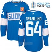 Camiseta Hockey Finlandia Mikael Granlund 64 Premier 2016 World Cup Azul