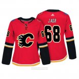 Camiseta Hockey Mujer Calgary Flames 68 Jaromir Jagr Autentico Jugador Rojo