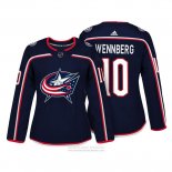 Camiseta Hockey Mujer Columbus Blue Jackets 10 Alexander Wennberg Autentico Jugador Azul