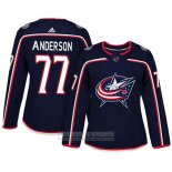 Camiseta Hockey Mujer Columbus Blue Jackets 77 Josh Anderson Adizero Jugador Primera Azul