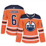 Camiseta Hockey Mujer Edmonton Oilers 6 Adam Larsson Adizero Jugador Primera Naranja