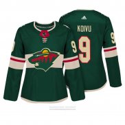 Camiseta Hockey Mujer Minnesota Wild 9 Mikko Koivu Autentico Jugador Verde