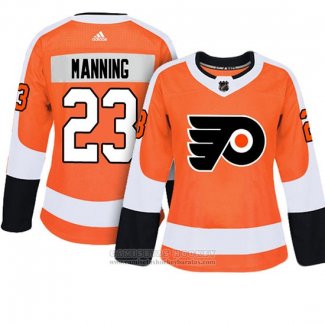 Camiseta Hockey Mujer Philadelphia Flyers 23 Brandon Manning Adizero Jugador Primera Naranja