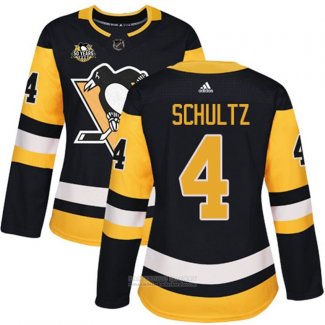 Camiseta Hockey Mujer Pittsburgh Penguins 4 Justin Schultz 50 Aniversario Primera Premier Negro