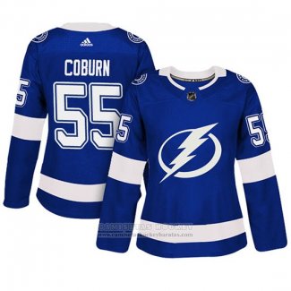 Camiseta Hockey Mujer Tampa Bay Lightning 55 Braydon Coburn Primera Adizero Jugador Azul