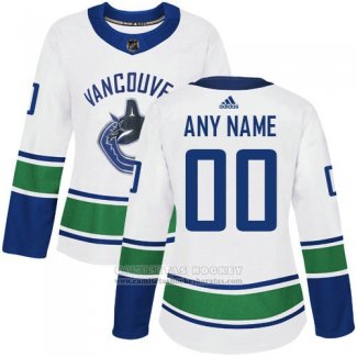 Camiseta Hockey Mujer Vancouver Canucks Segunda Personalizada Blanco