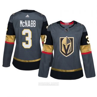 Camiseta Hockey Mujer Vegas Golden Knights 3 Brayden Mcnabb Primera Adizero Gris