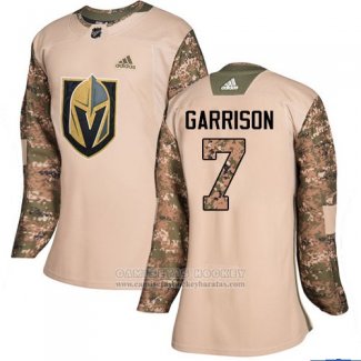 Camiseta Hockey Mujer Vegas Golden Knights 7 Jason Garrison Autentico 2017 Dia De Los Veteranos Stitched Camuflaje