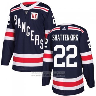 Camiseta Hockey New York Rangers 22 Kevin Shattenkirk Azul Autentico 2018 Winter Classic Stitched