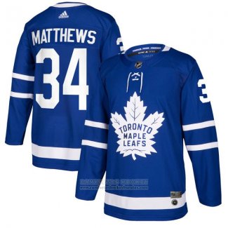 Camiseta Hockey Nino Toronto Maple Leafs 34 Auston Matthews Azul Primera Autentico Stitched