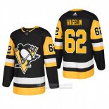 Camiseta Hockey Pittsburgh Penguins 62 Carl Hagelin Primera Autentico Jugador Negro