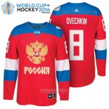 Camiseta Hockey Rusia Alexander Ovechkin 8 Premier 2016 World Cup Rojo