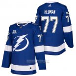 Camiseta Hockey Tampa Bay Lightning 77 Victor Hedman Autentico Primera 2018 Azul