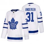 Camiseta Hockey Toronto Maple Leafs 31 Frederik Andersen Segunda 2017-2018 Blanco