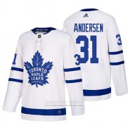 Camiseta Hockey Toronto Maple Leafs 31 Frederik Andersen Segunda 2017-2018 Blanco