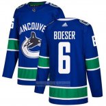 Camiseta Hockey Vancouver Canucks 6 Brock Boeser Azul Primera Autentico Stitched