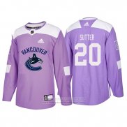 Camiseta Hockey Vancouver Canucks Brandon Sutter 2018 Fights Cancer Violeta