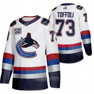 Camiseta Hockey Vancouver Canucks Tyler Toffoli 50 Aniversario Vintage Blanco