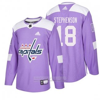 Camiseta Hockey Washington Capitals Chandler Stephenson 2018 Fights Cancer Violeta