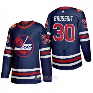 Camiseta Hockey Winnipeg Jets Laurent Brossoit 2019 Heritage Classic Azul